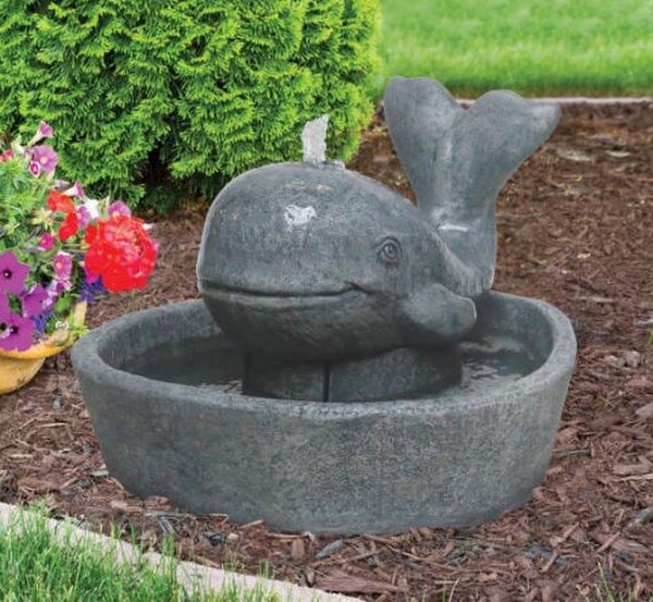 Happy Whale Fountain Mammal Spouting Water From Blow Hole Art